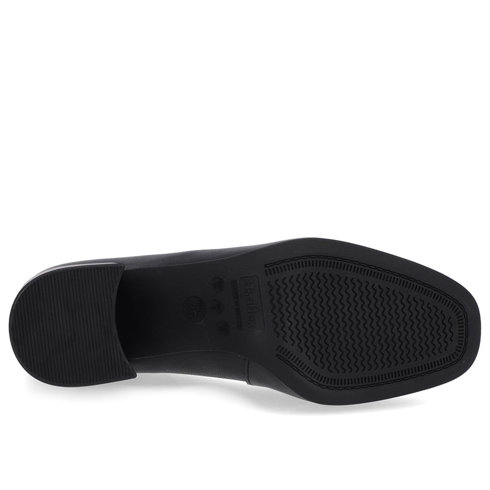 Scarpin Básico Couro Preto Bico Quadrado Preto 5