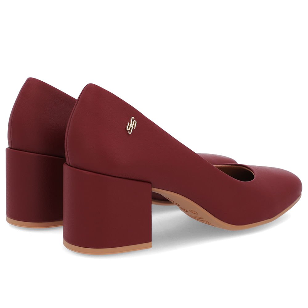 Scarpin Básico Couro Vermelho Bico Quadrado Bordô 3