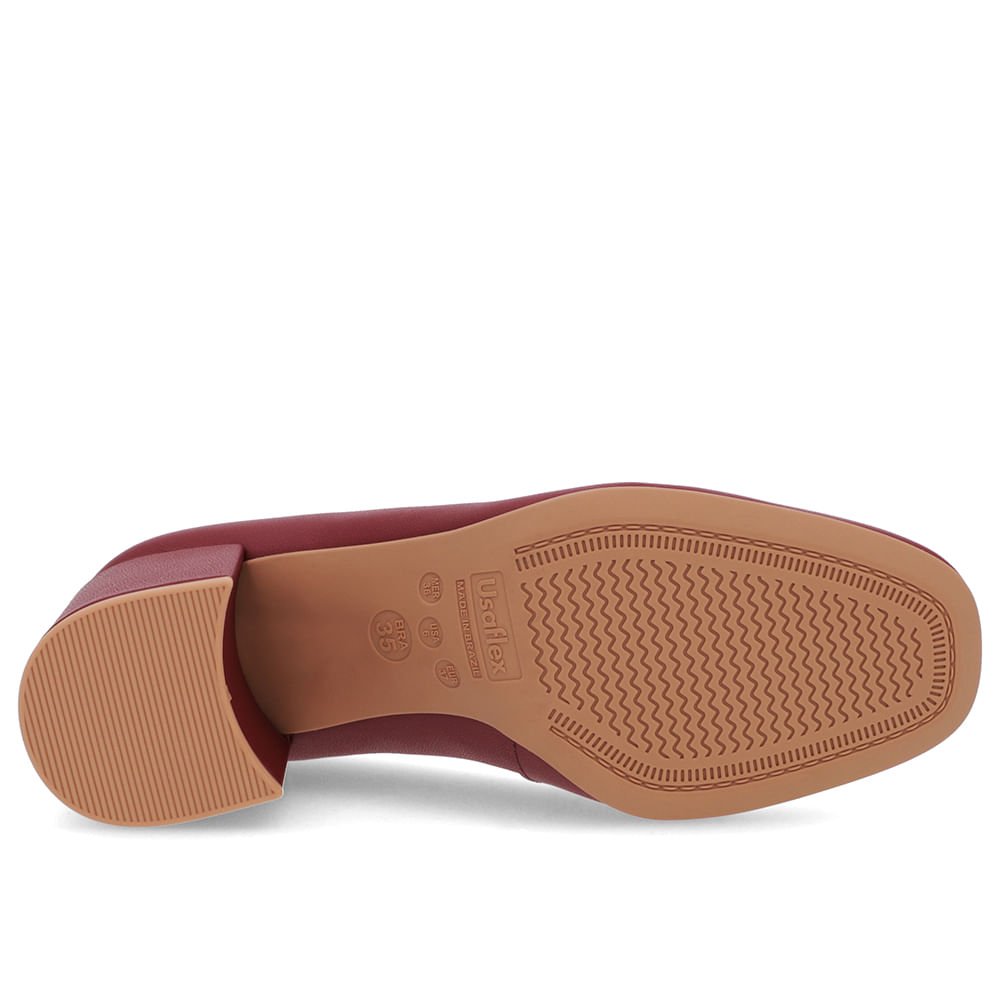 Scarpin Básico Couro Vermelho Bico Quadrado Bordô 5