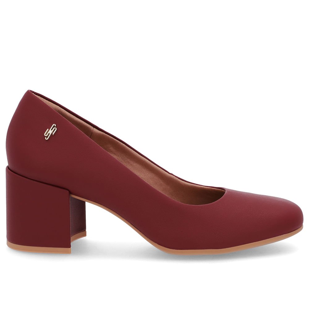 Scarpin Básico Couro Vermelho Bico Quadrado
