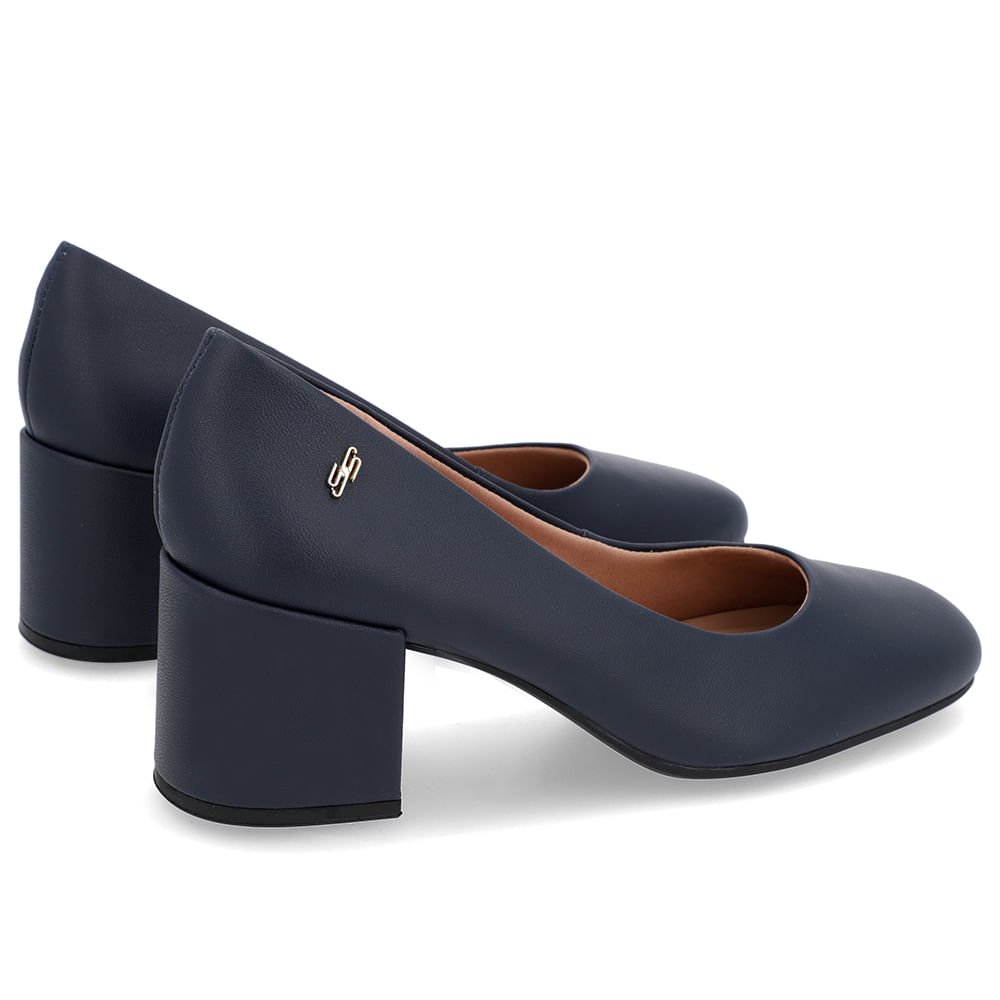 Scarpin Básico Couro Azul Bico Quadrado Azul 3