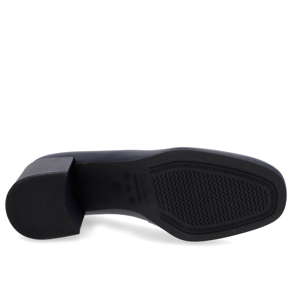 Scarpin Básico Couro Azul Bico Quadrado Azul 5