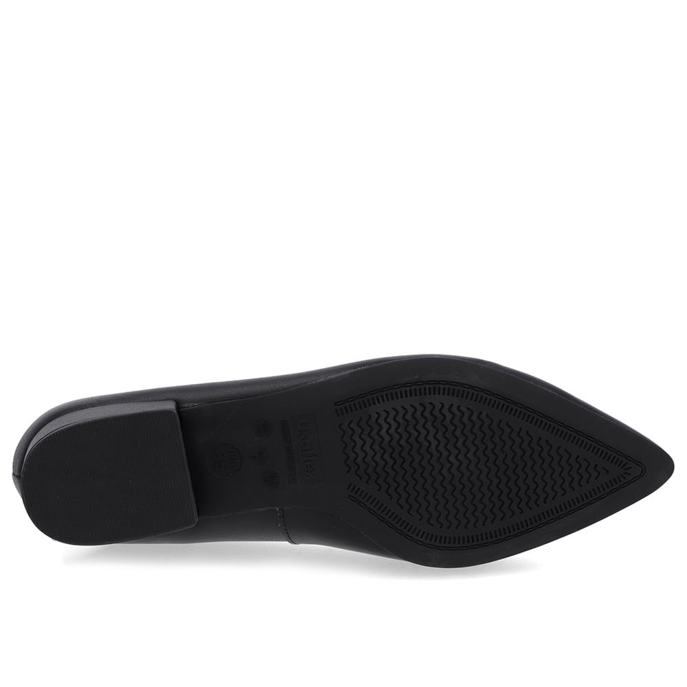 Scarpin Salto Baixo Couro Preto Bico Fino Preto 5