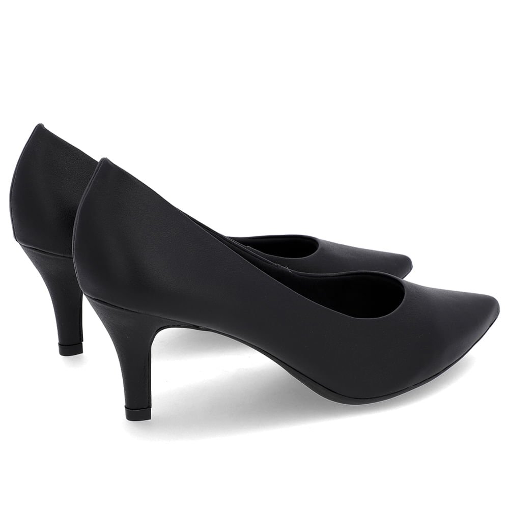 Scarpin Salto Médio Couro Preto Bico Fino Preto 3