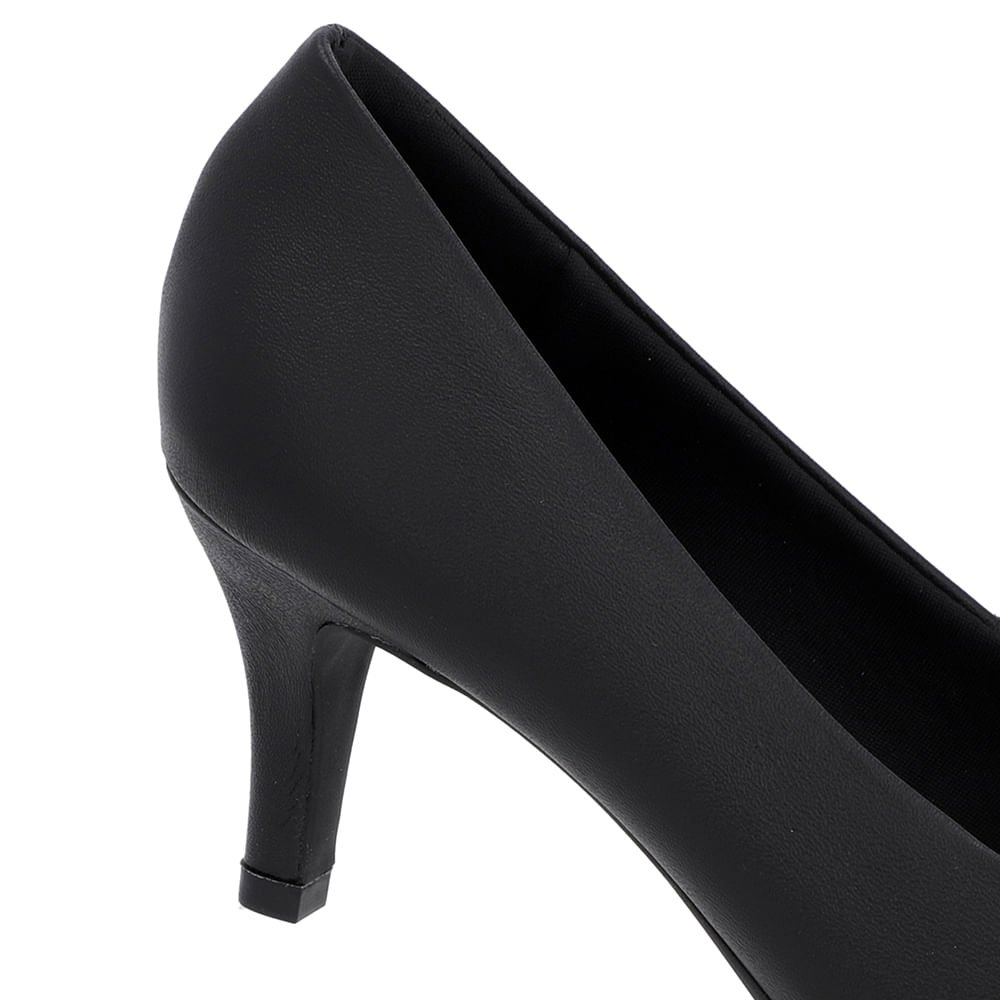 Scarpin Salto Médio Couro Preto Bico Fino Preto 4