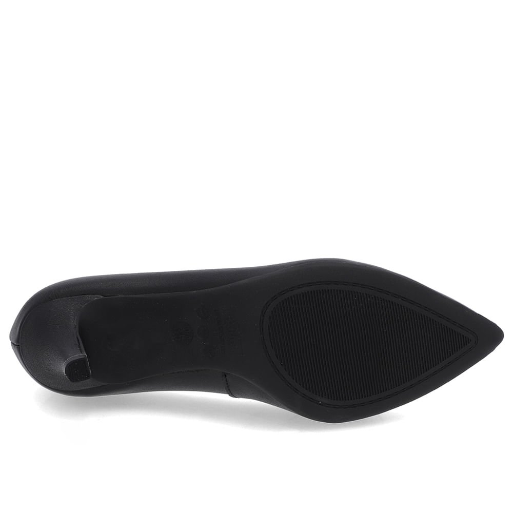 Scarpin Salto Médio Couro Preto Bico Fino Preto 5