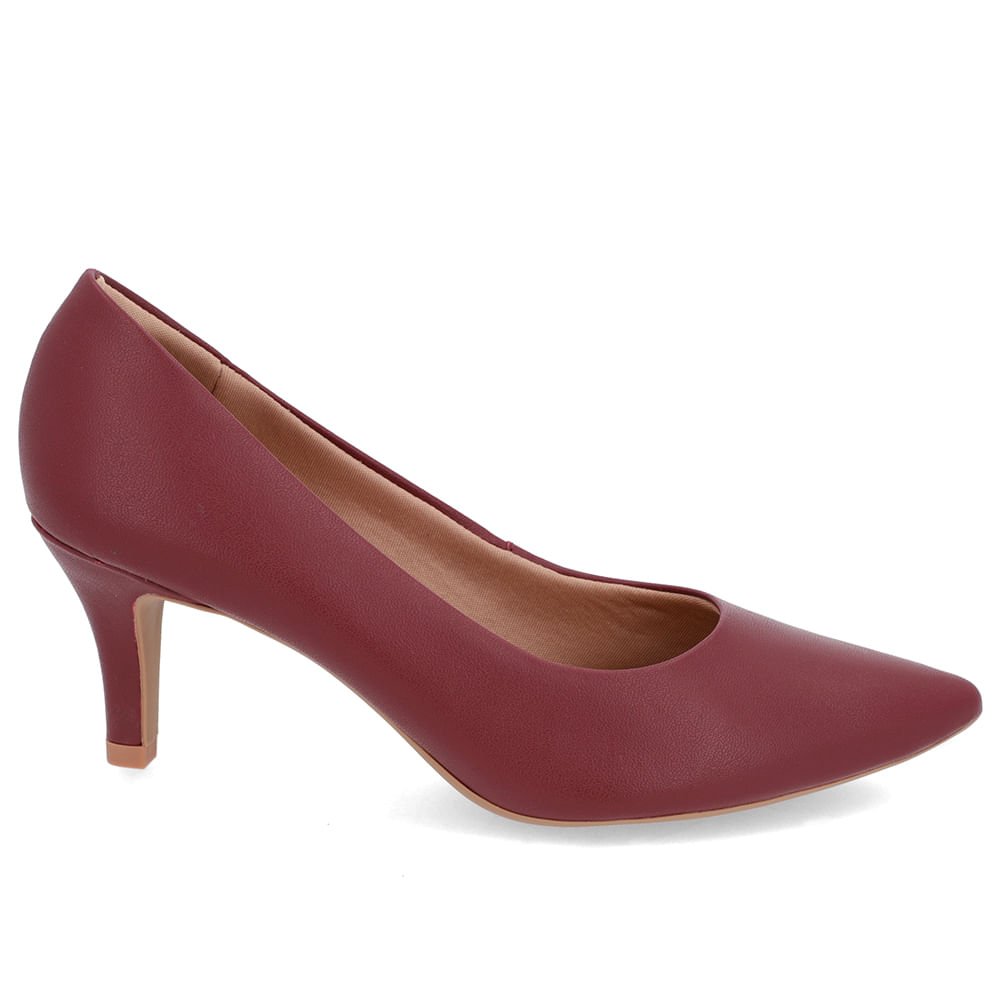 Scarpin Salto Médio Couro Vermelho Bico Fino
