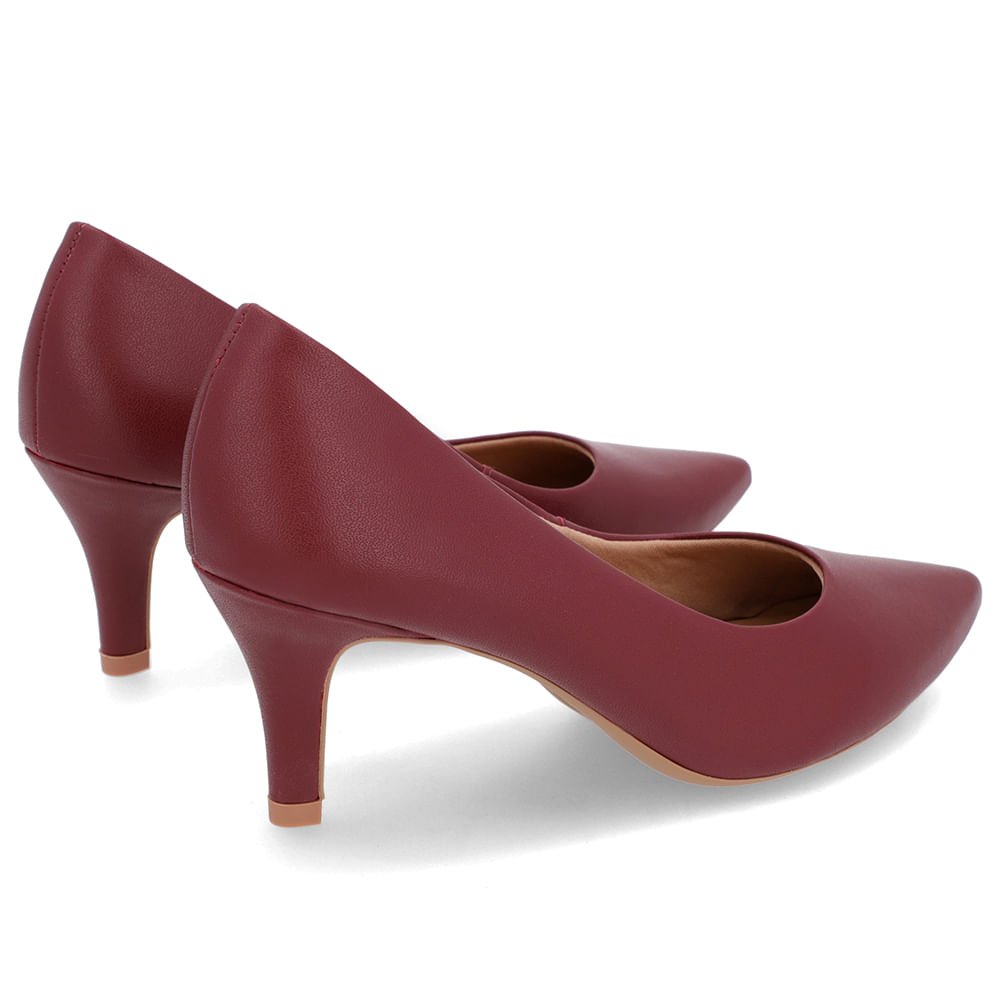 Scarpin Salto Médio Couro Vermelho Bico Fino Bordô 3