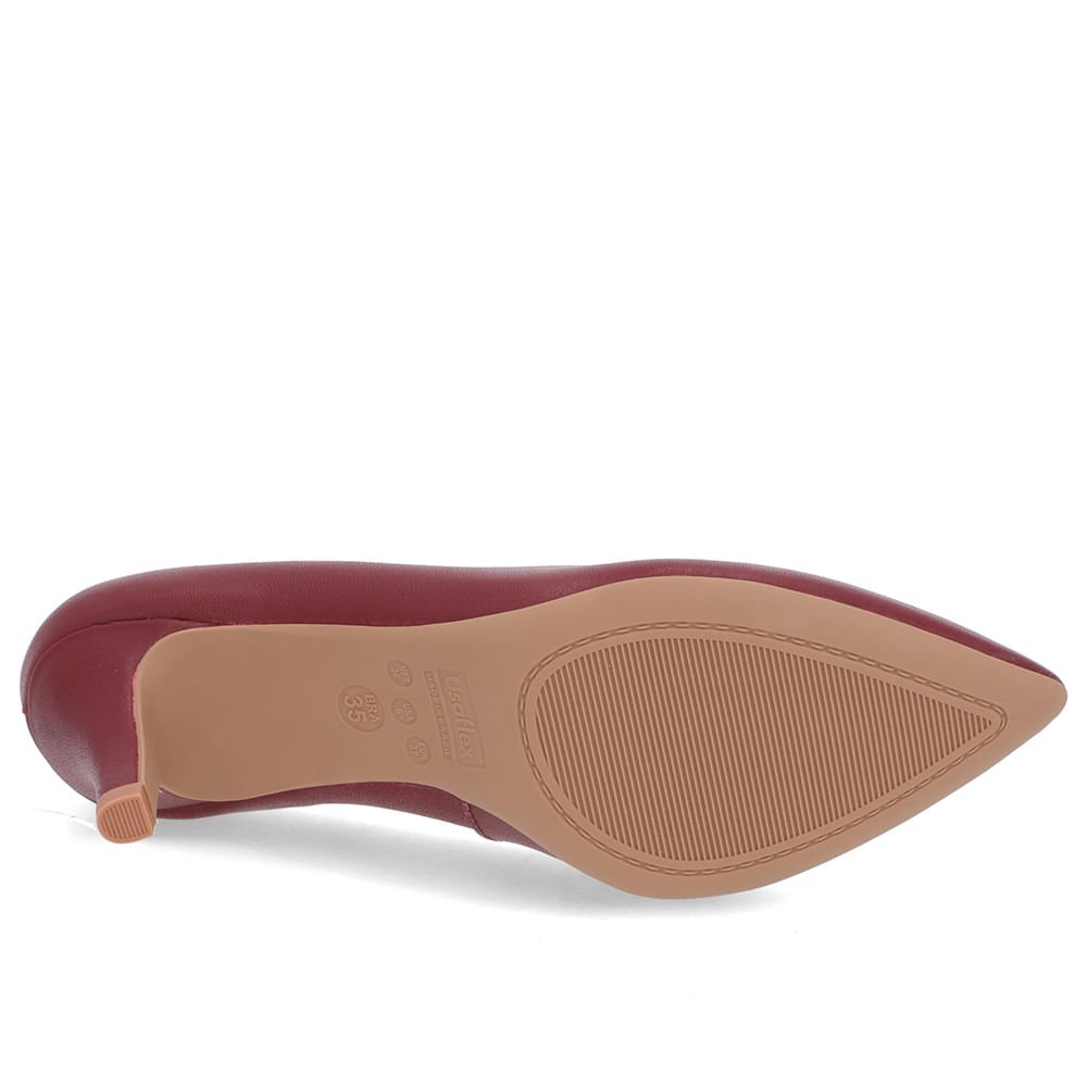 Scarpin Salto Médio Couro Vermelho Bico Fino Bordô 5