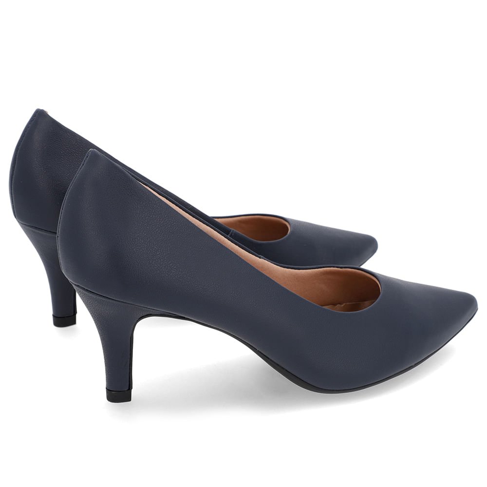 Scarpin Salto Médio Couro Azul Bico Fino Azul 3