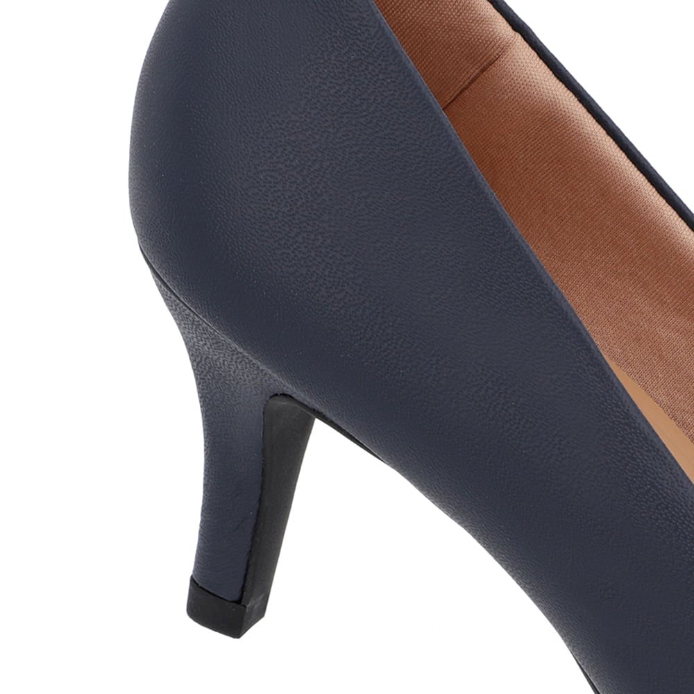 Scarpin Salto Médio Couro Azul Bico Fino Azul 4