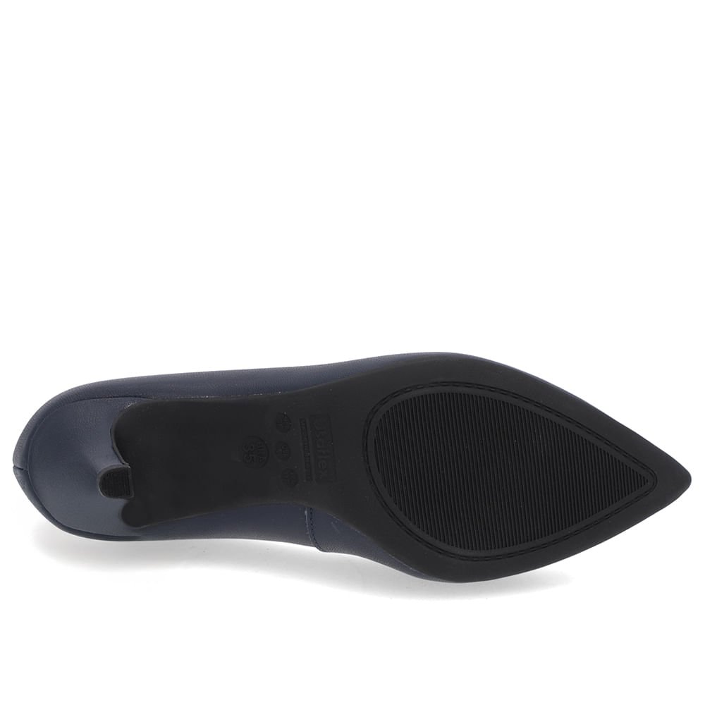 Scarpin Salto Médio Couro Azul Bico Fino Azul 5