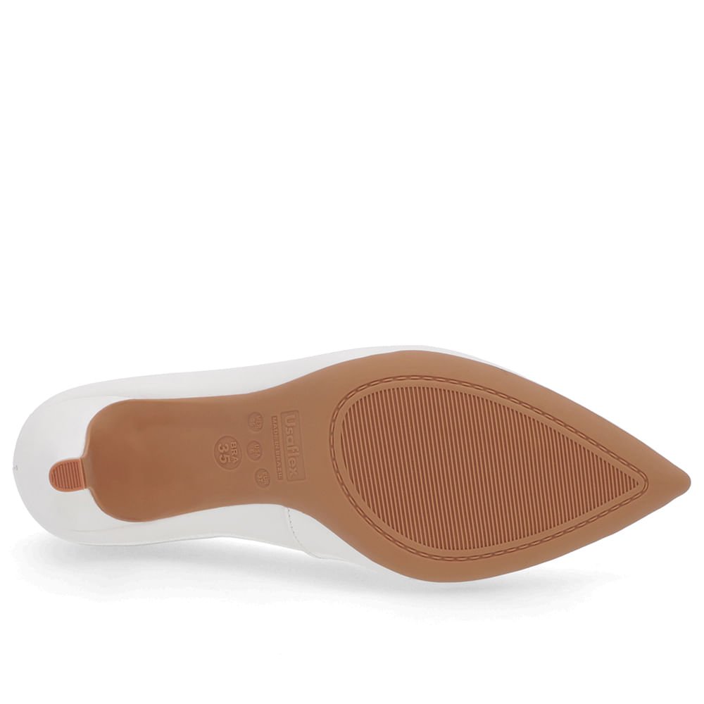 Scarpin Salto Médio Couro Branco Bico Fino Branco 5