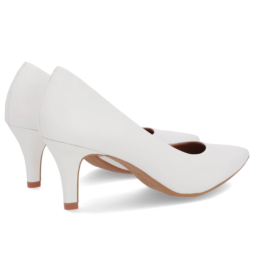 Scarpin Salto Médio Couro Branco Bico Fino Branco 3
