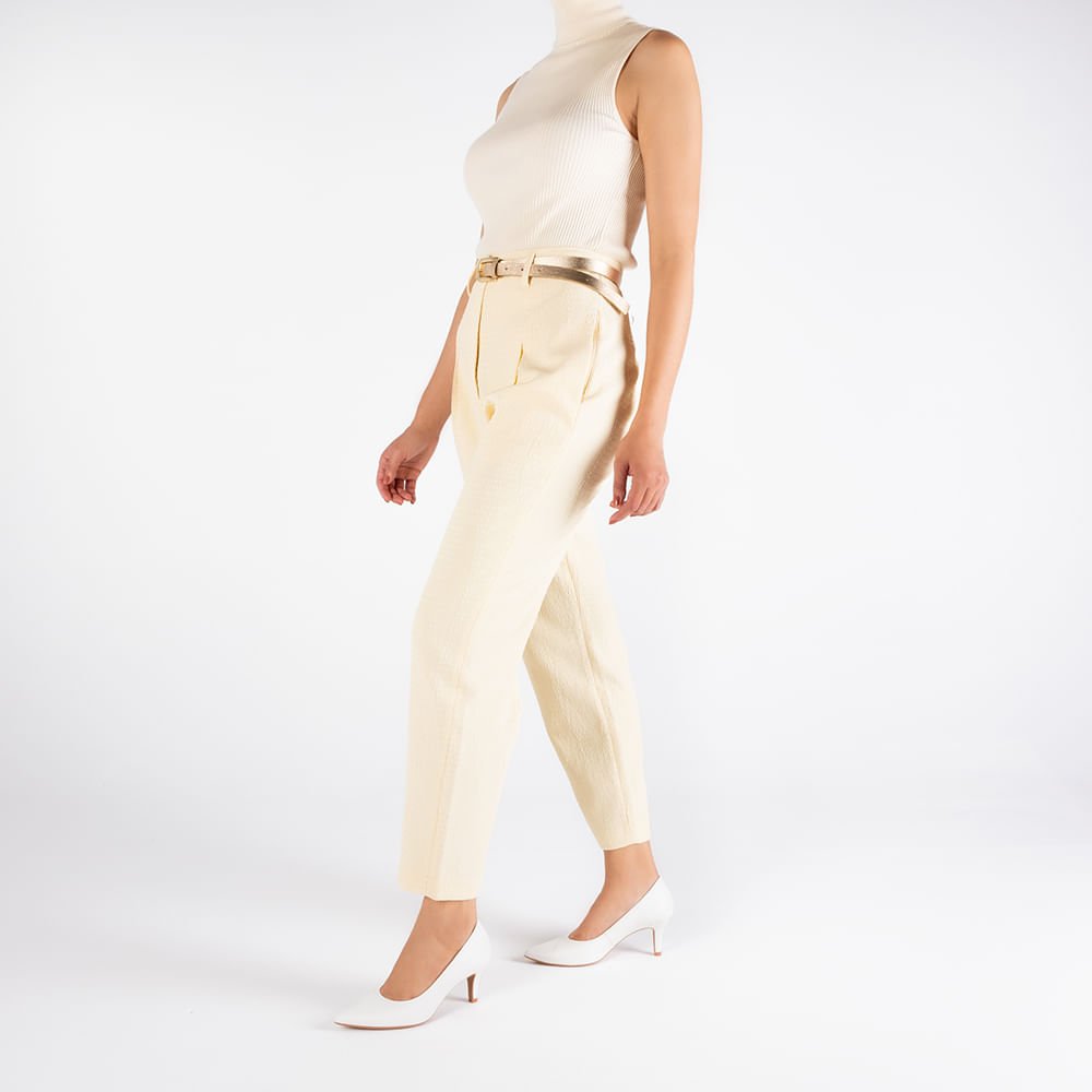 Scarpin Salto Médio Couro Branco Bico Fino Branco 4