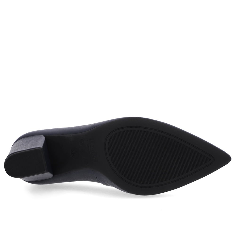 Scarpin Salto Bloco Couro Azul Bico Fino Azul 5