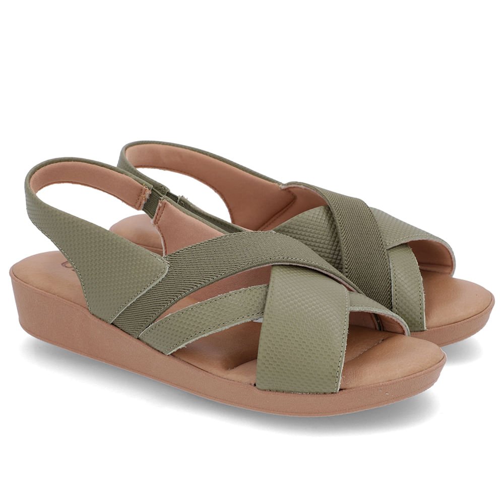 Sandália Salto Baixo Tiras Couro Verde Verde 2