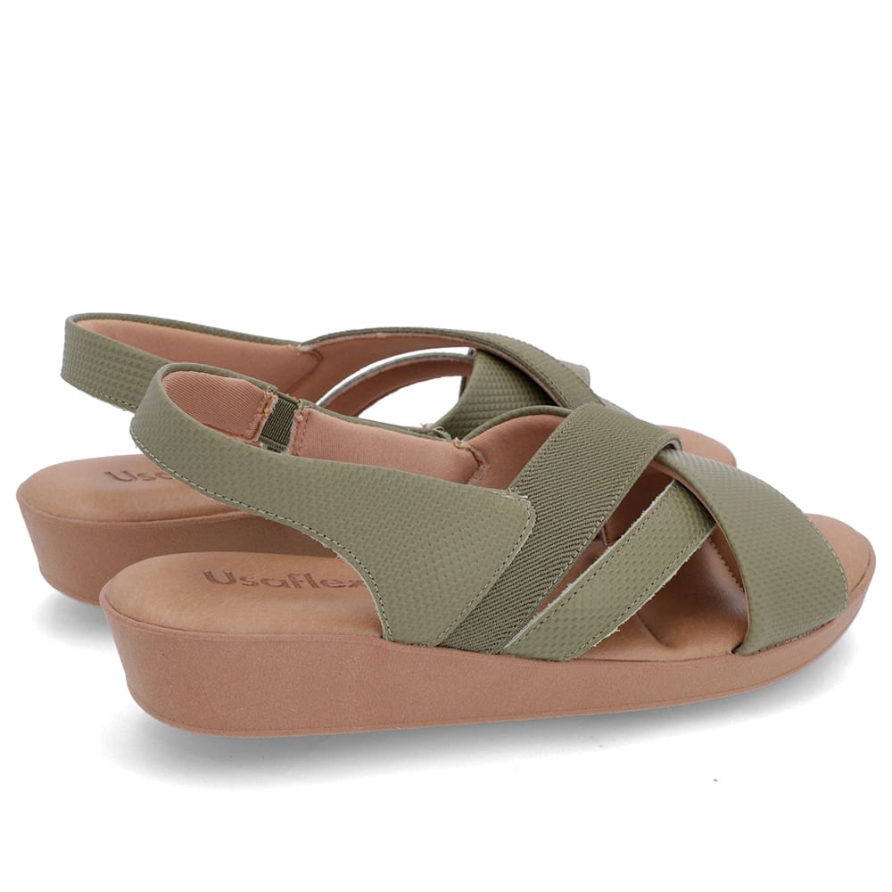 Sandália Salto Baixo Tiras Couro Verde Verde 3