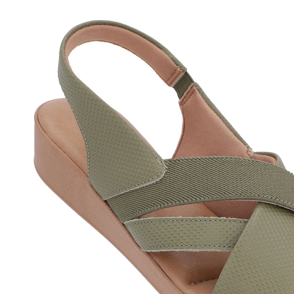 Sandália Salto Baixo Tiras Couro Verde Verde 4