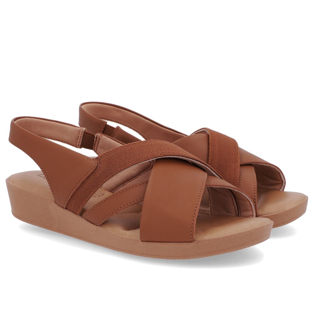 Sandália Salto Baixo Tiras Couro Marrom Marrom 2