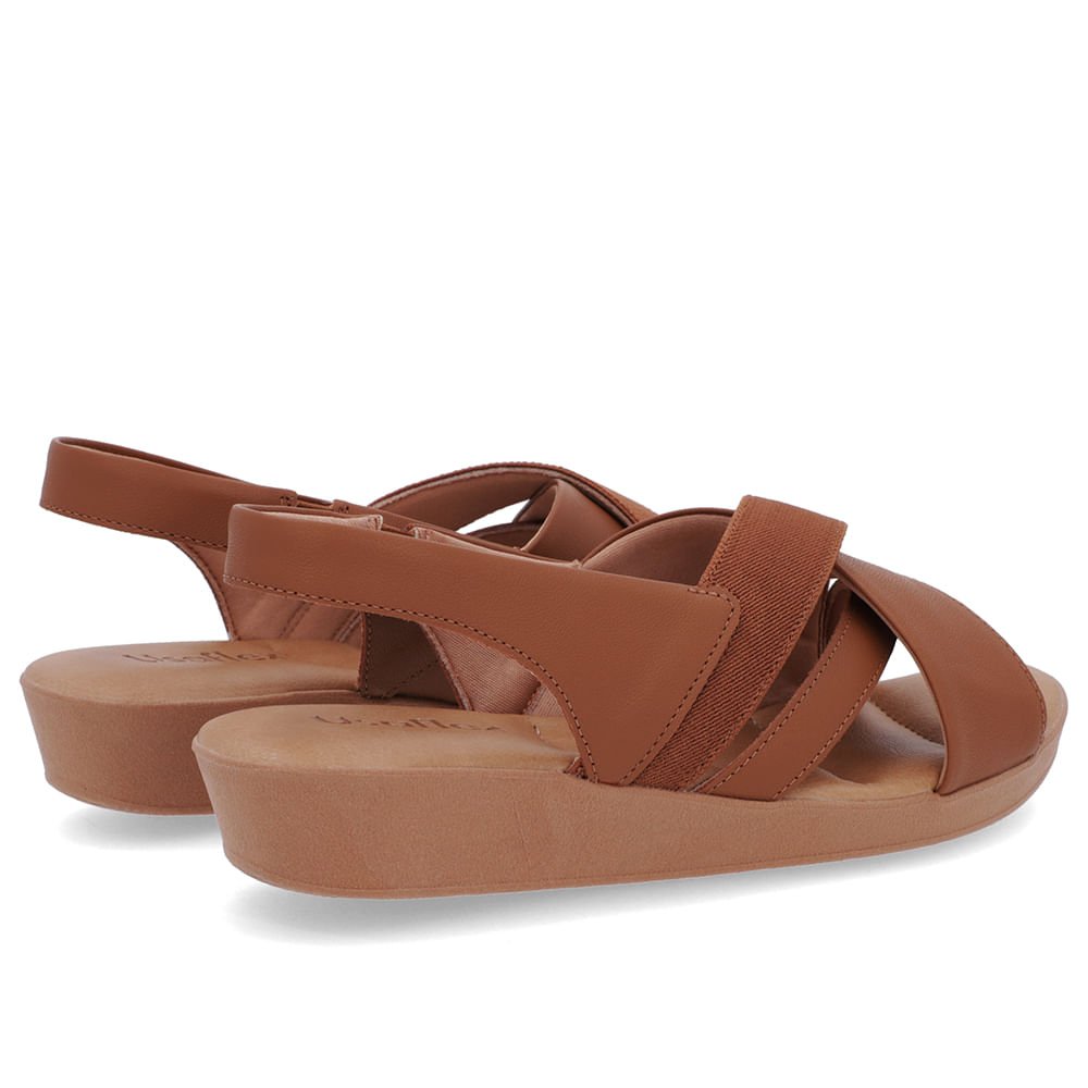 Sandália Salto Baixo Tiras Couro Marrom Marrom 3