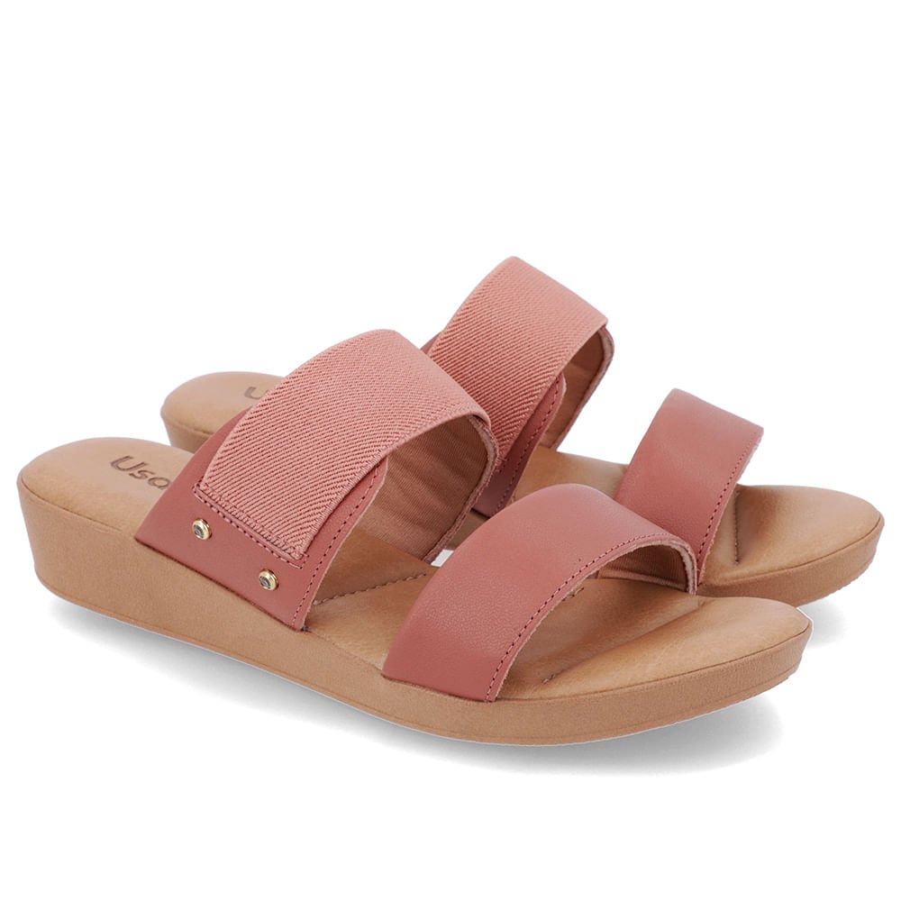 Tamanco Salto Plataforma Couro Rosa Elástico Rosa 2