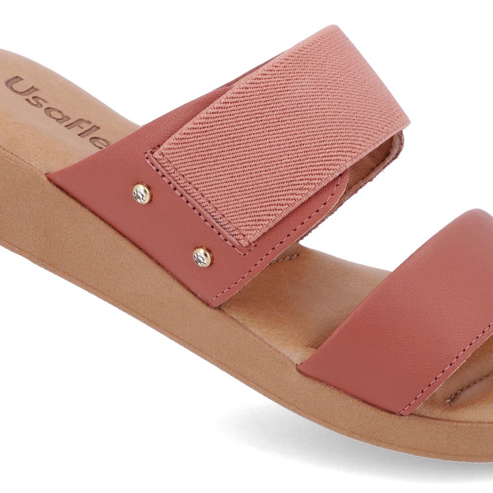 Tamanco Salto Plataforma Couro Rosa Elástico Rosa 4