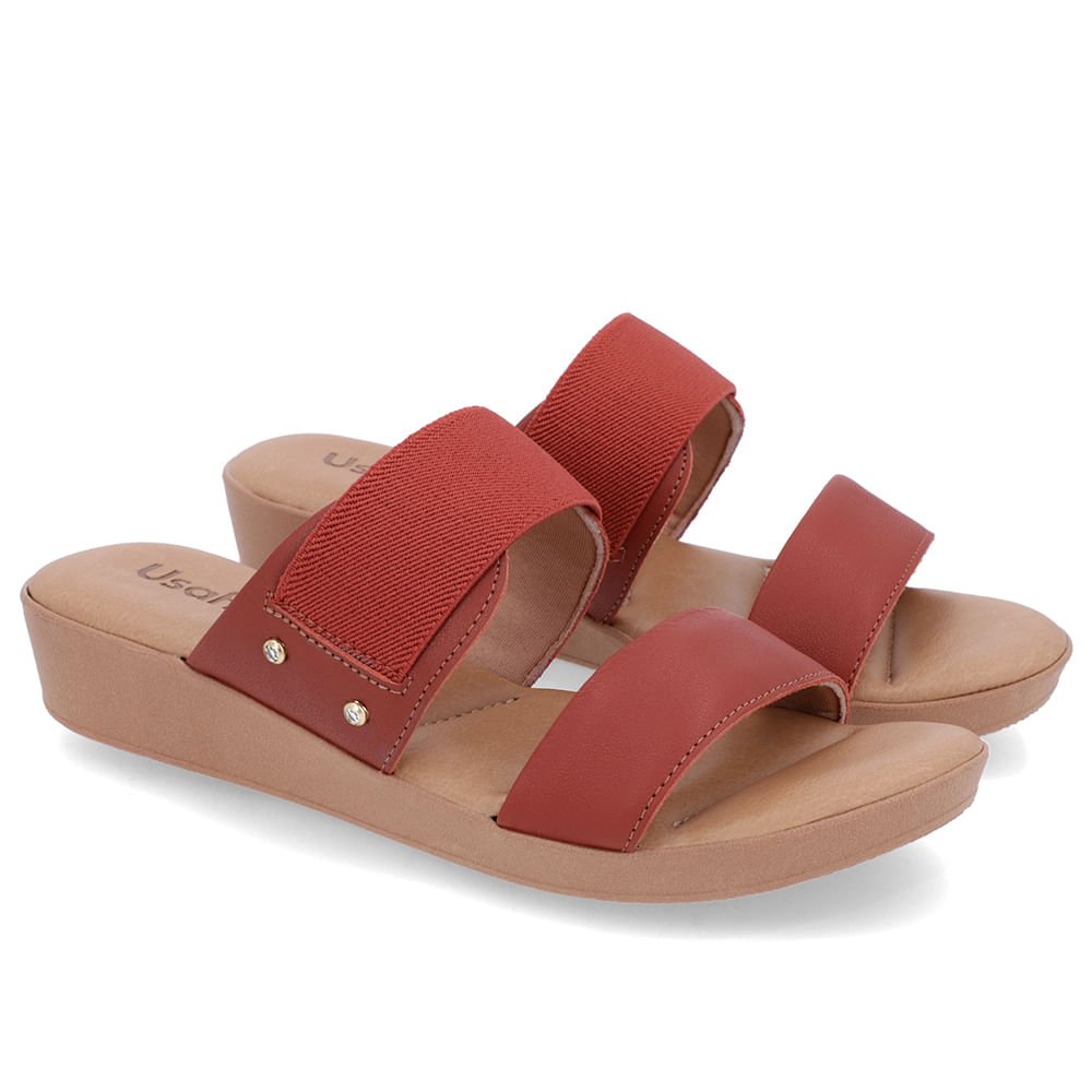 Tamanco Salto Plataforma Couro Marrom Elástico Marrom 2