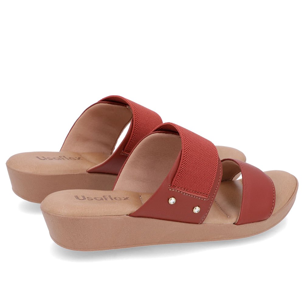 Tamanco Salto Plataforma Couro Marrom Elástico Marrom 3