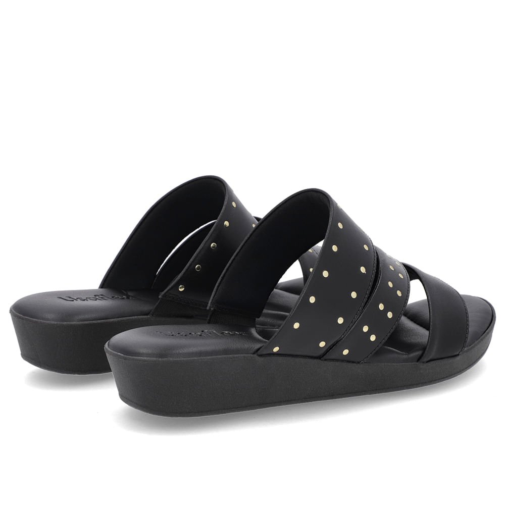 Tamanco Salto Plataforma Couro Preto Rebites Preto 3