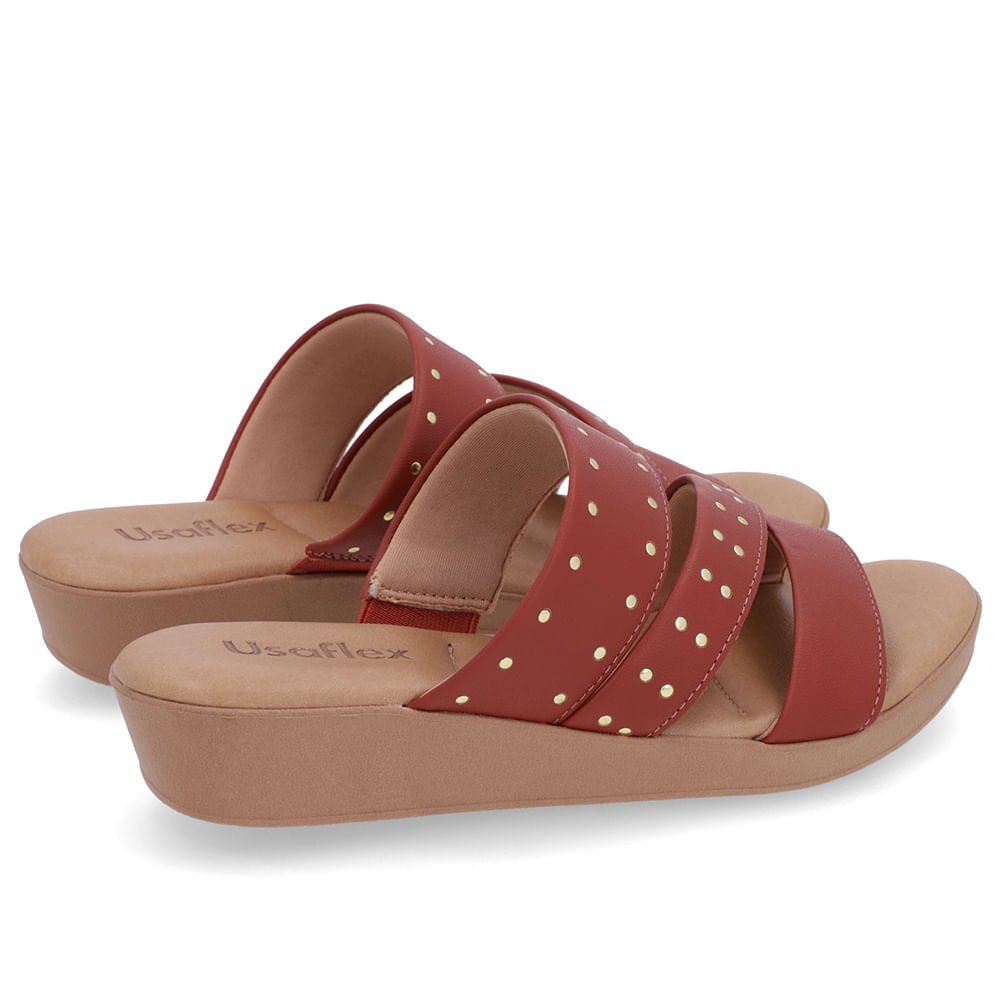 Tamanco Salto Plataforma Couro Marrom Rebites Marrom 3