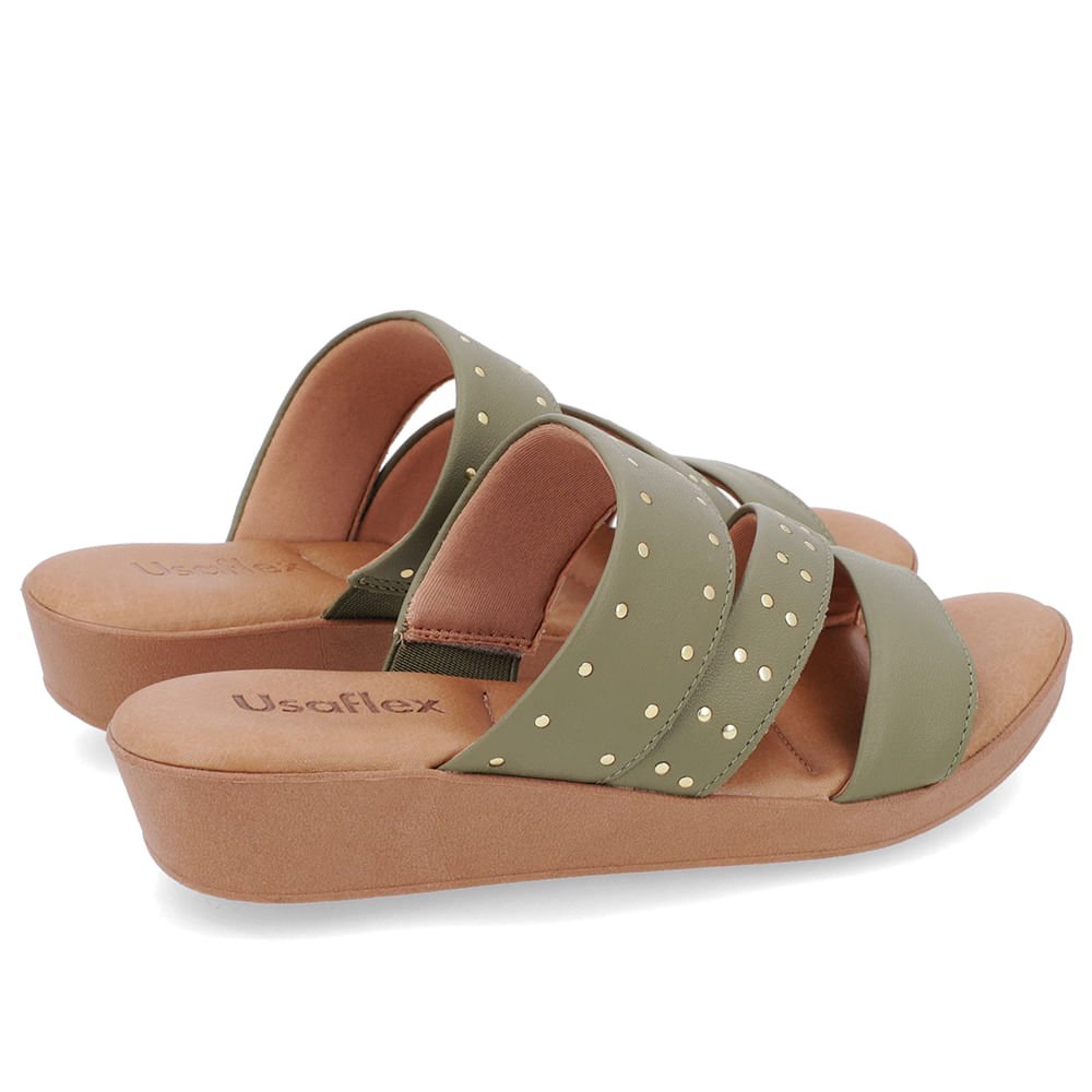 Tamanco Salto Plataforma Couro Verde Rebites Verde 3