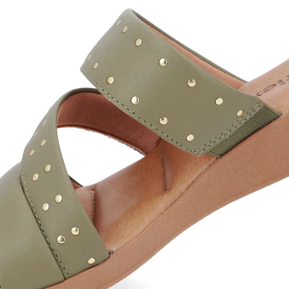 Tamanco Salto Plataforma Couro Verde Rebites Verde 4