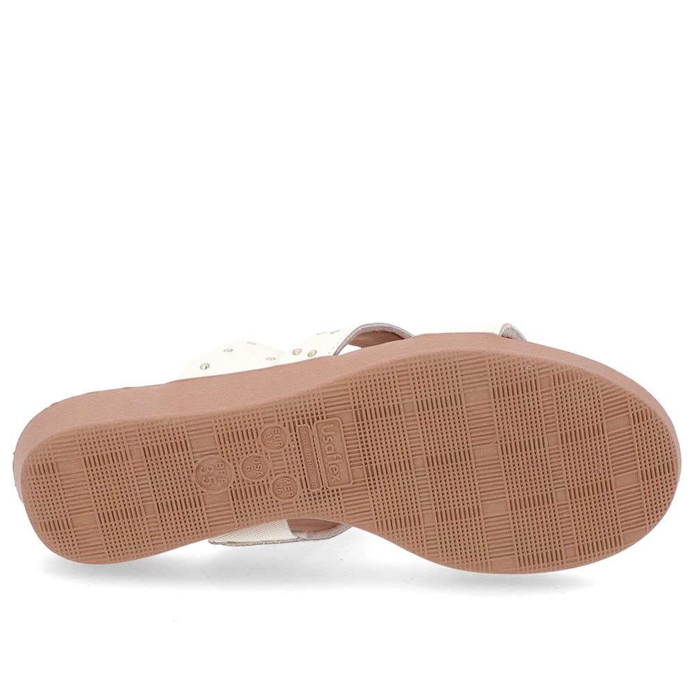 Tamanco Salto Plataforma Couro Branco Marfim Rebites Branco 5