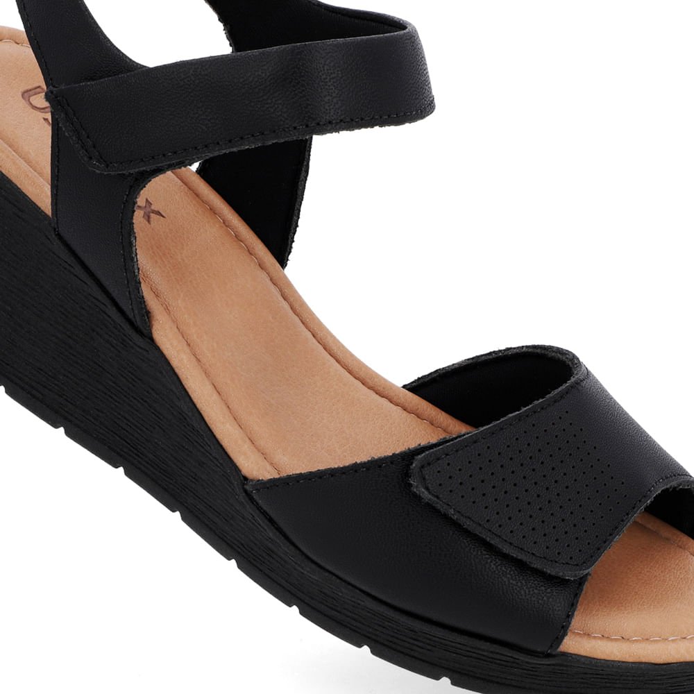 Sandália Salto Médio Couro Preto Fecho-Flex Preto 4