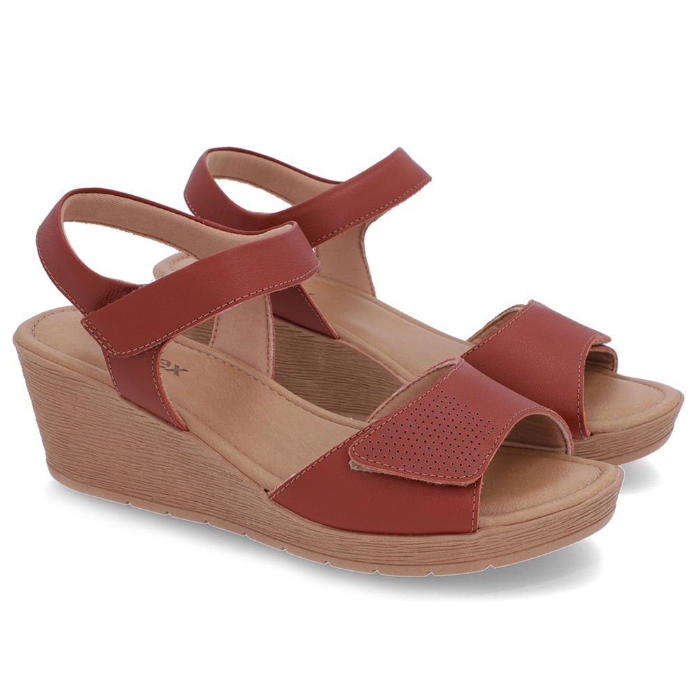 Sandália Salto Médio Couro Marrom Fecho-Flex Marrom 2