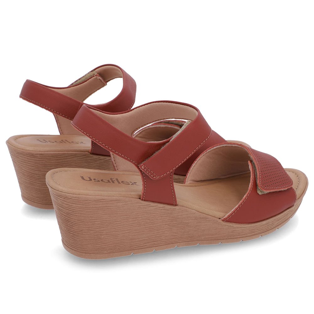 Sandália Salto Médio Couro Marrom Fecho-Flex Marrom 3