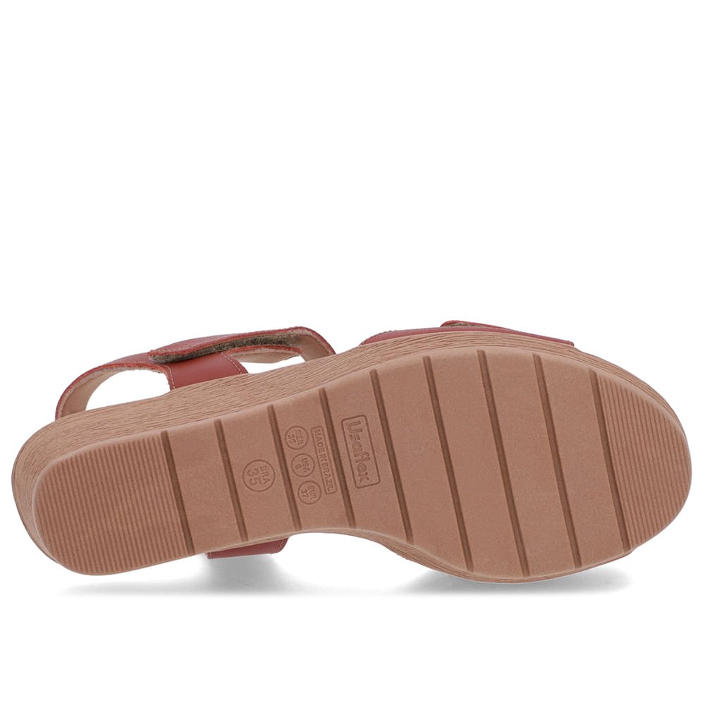 Sandália Salto Médio Couro Marrom Fecho-Flex Marrom 5