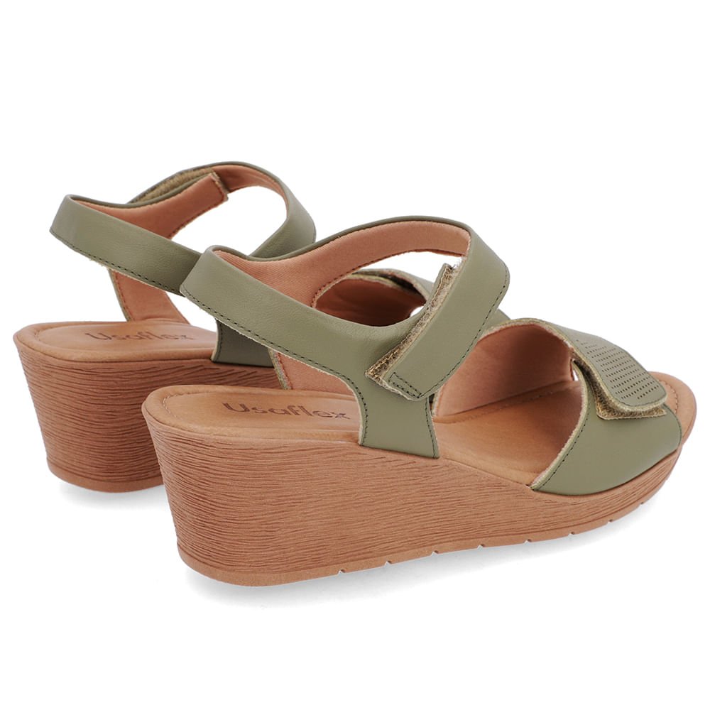Sandália Salto Médio Couro Verde Fecho-Flex Verde 3