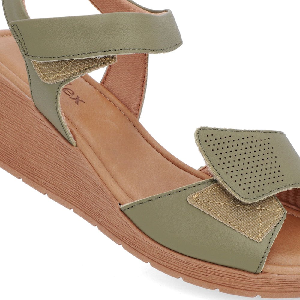 Sandália Salto Médio Couro Verde Fecho-Flex Verde 4
