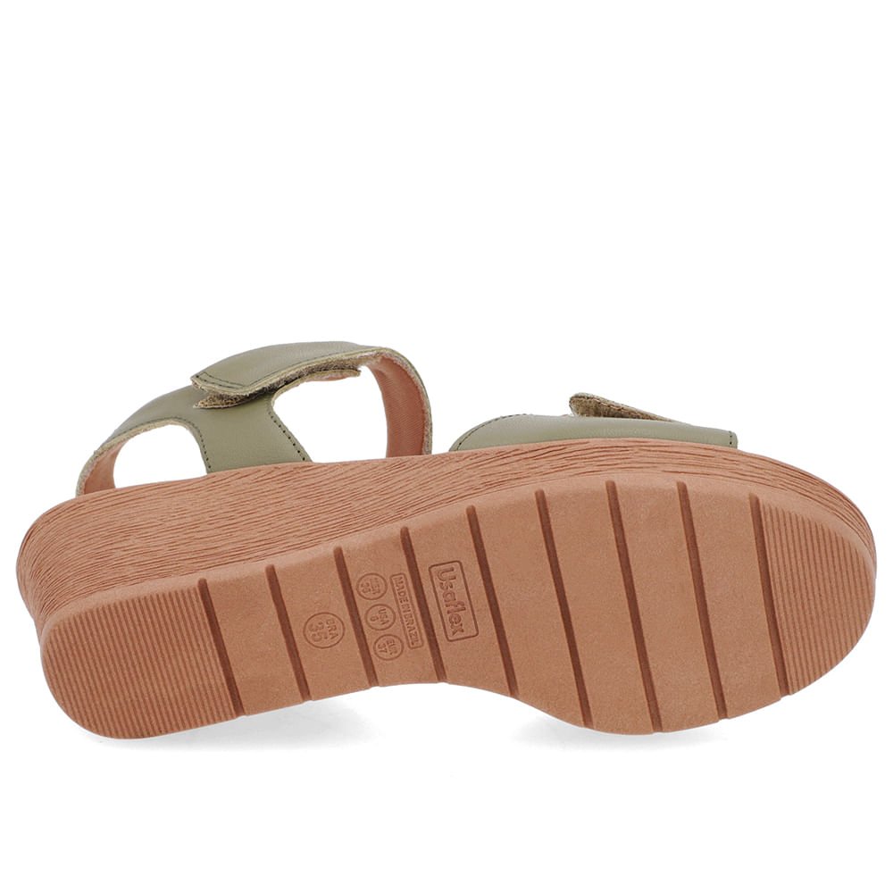 Sandália Salto Médio Couro Verde Fecho-Flex Verde 5