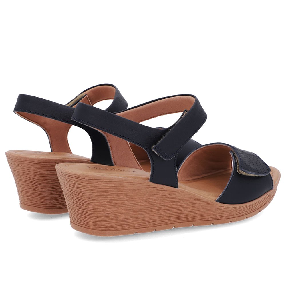 Sandália Salto Médio Couro Azul Fecho-Flex Azul 3