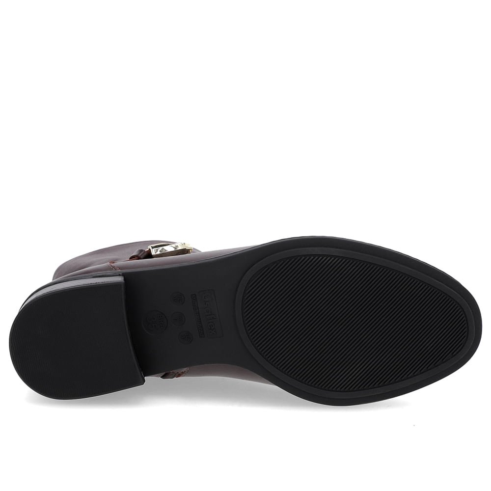 Bota Salto Bloco Marrom Couro Zíper Lateral Marrom 5