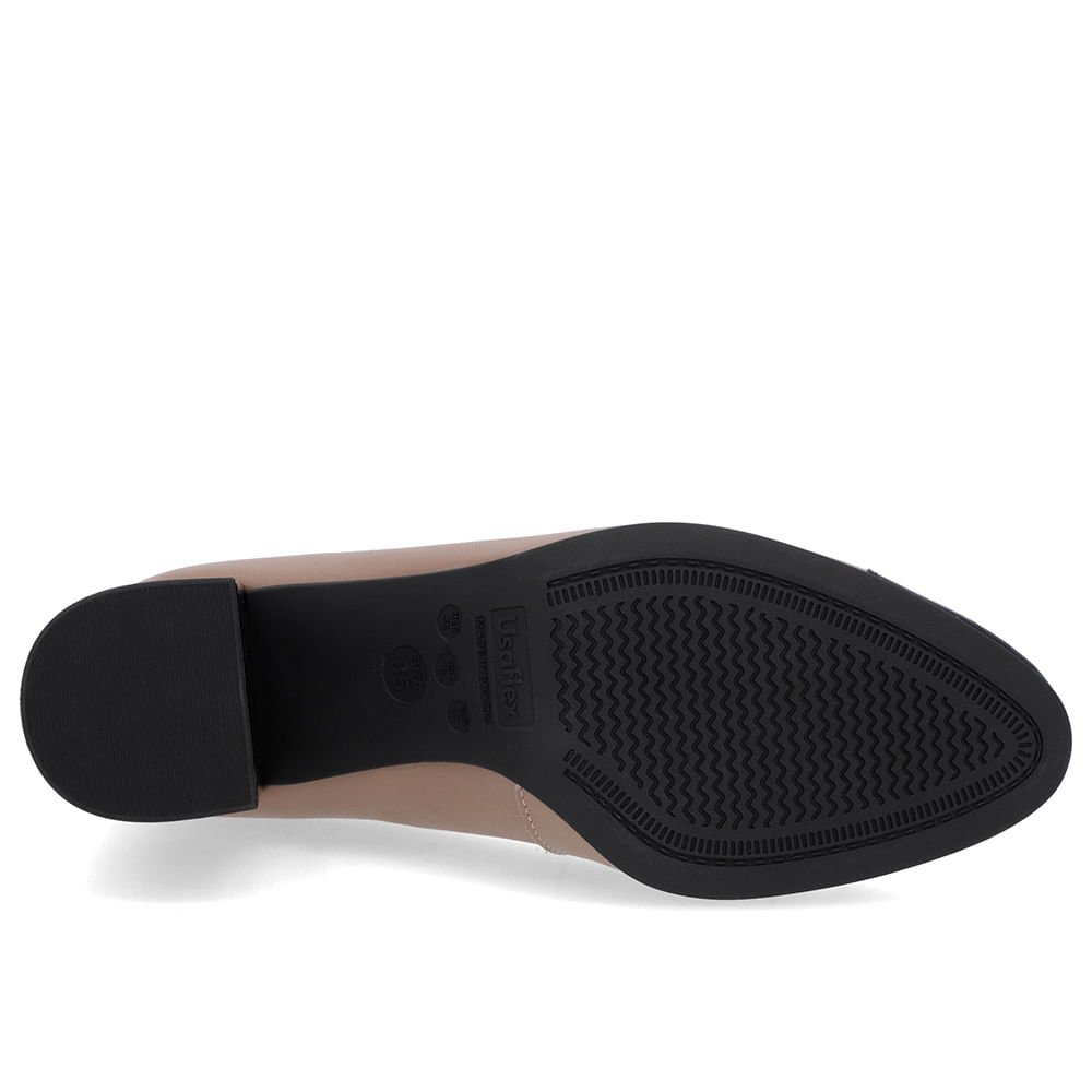 Scarpin Salto Bloco Couro Marrom Bico Verniz Marrom 5