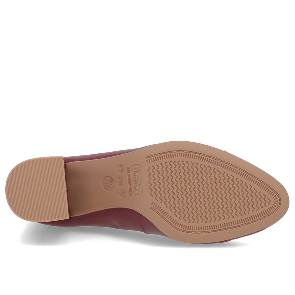 Scarpin Salto Bloco Couro Vermelho Detalhe Verniz Bordô 5