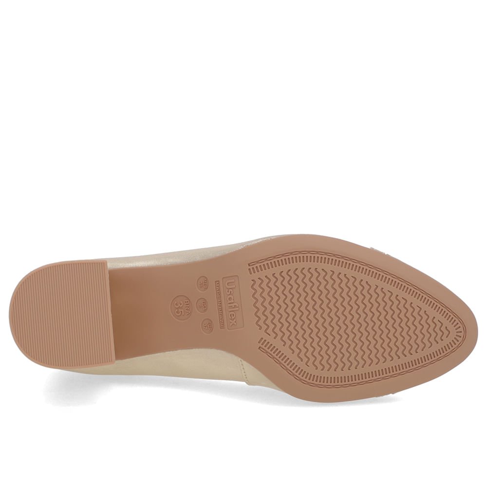 Scarpin Salto Bloco Couro Dourado Dourado 5