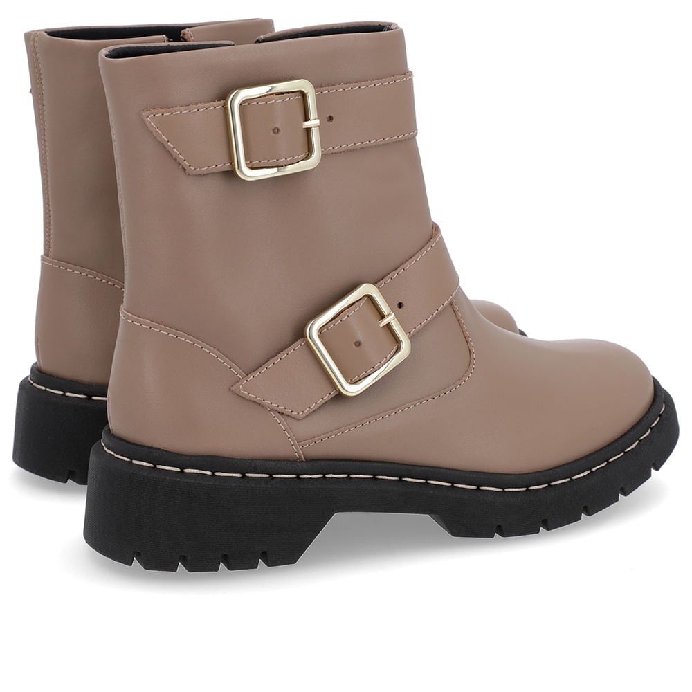 Bota Salto Plataforma Marrom Couro Duas Fivelas Marrom 3