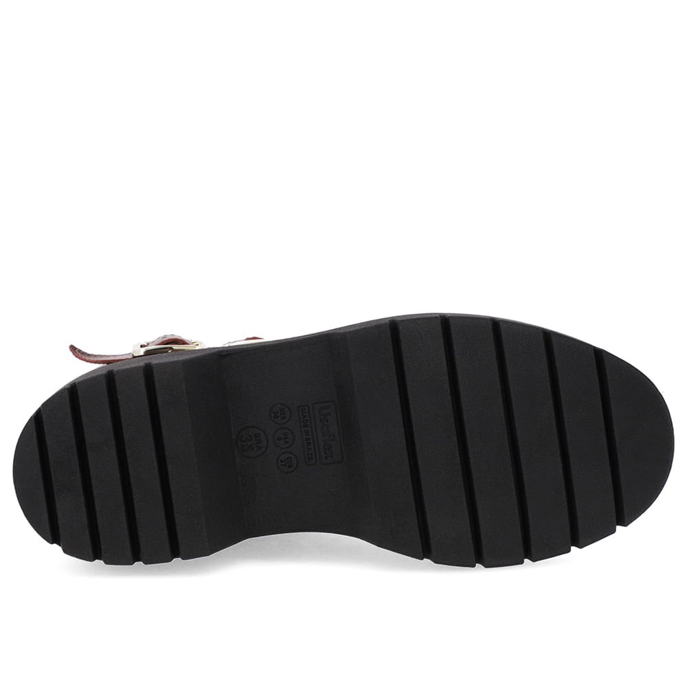 Bota Salto Plataforma Marrom Couro Duas Fivelas Marrom 5