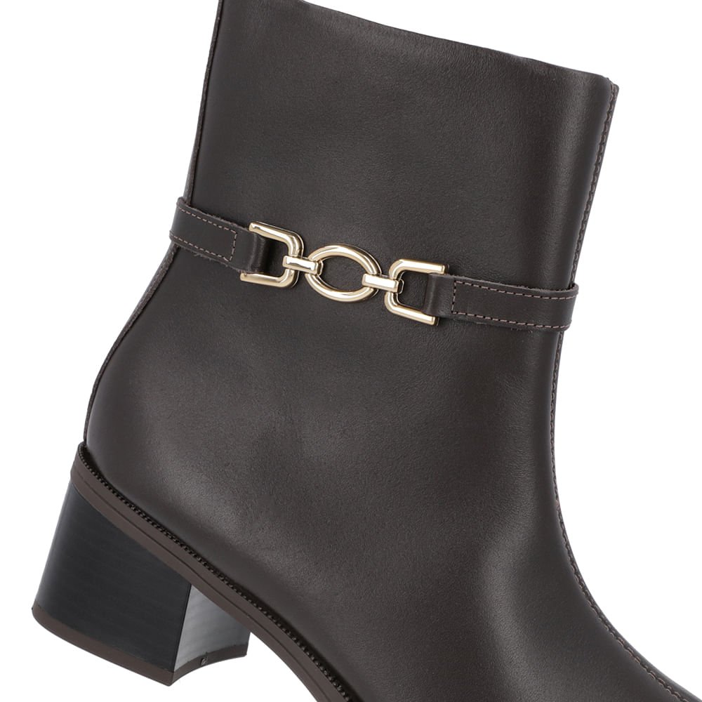 Bota Bico Quadrado Marrom Couro Fivela Marrom 4