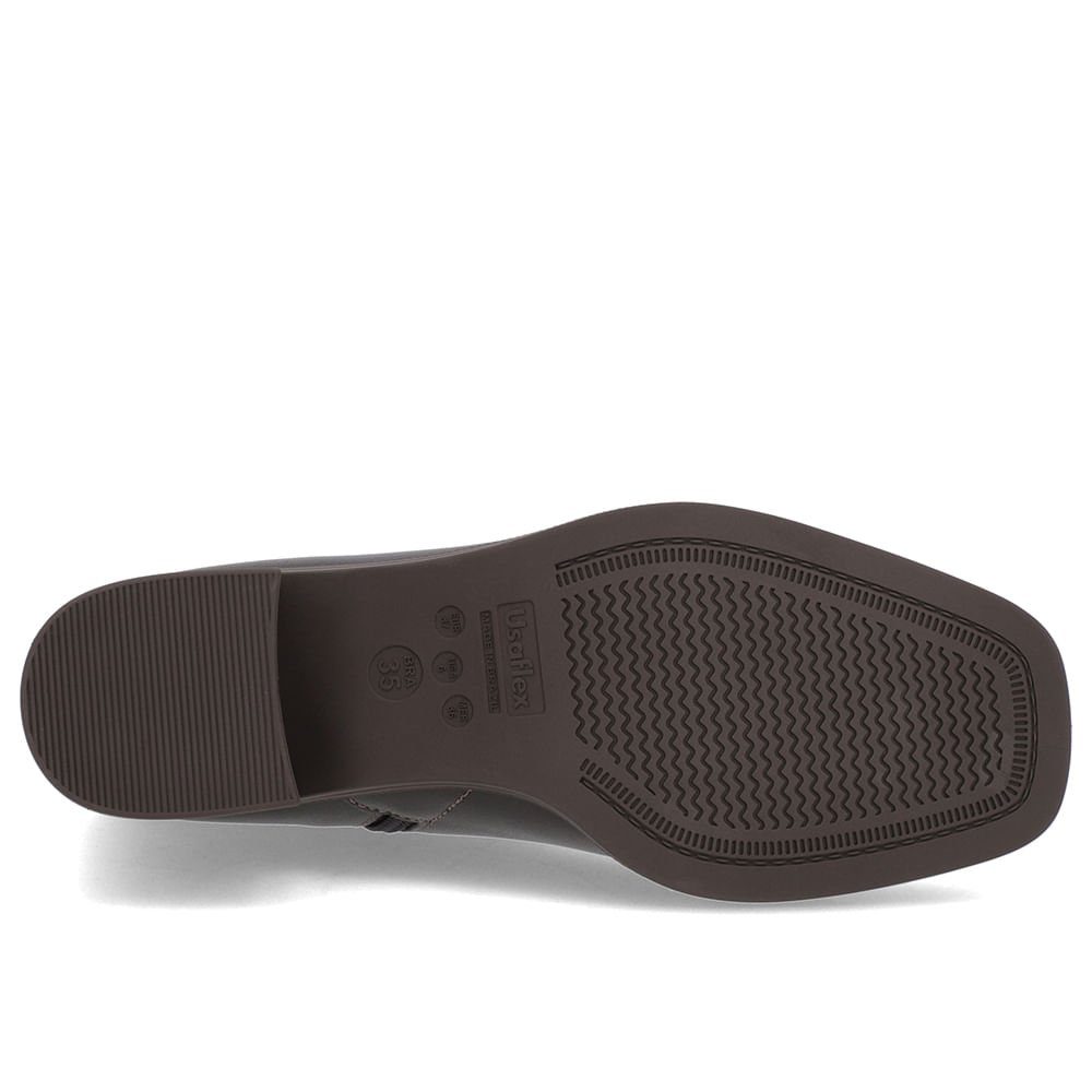 Bota Bico Quadrado Marrom Couro Fivela Marrom 5